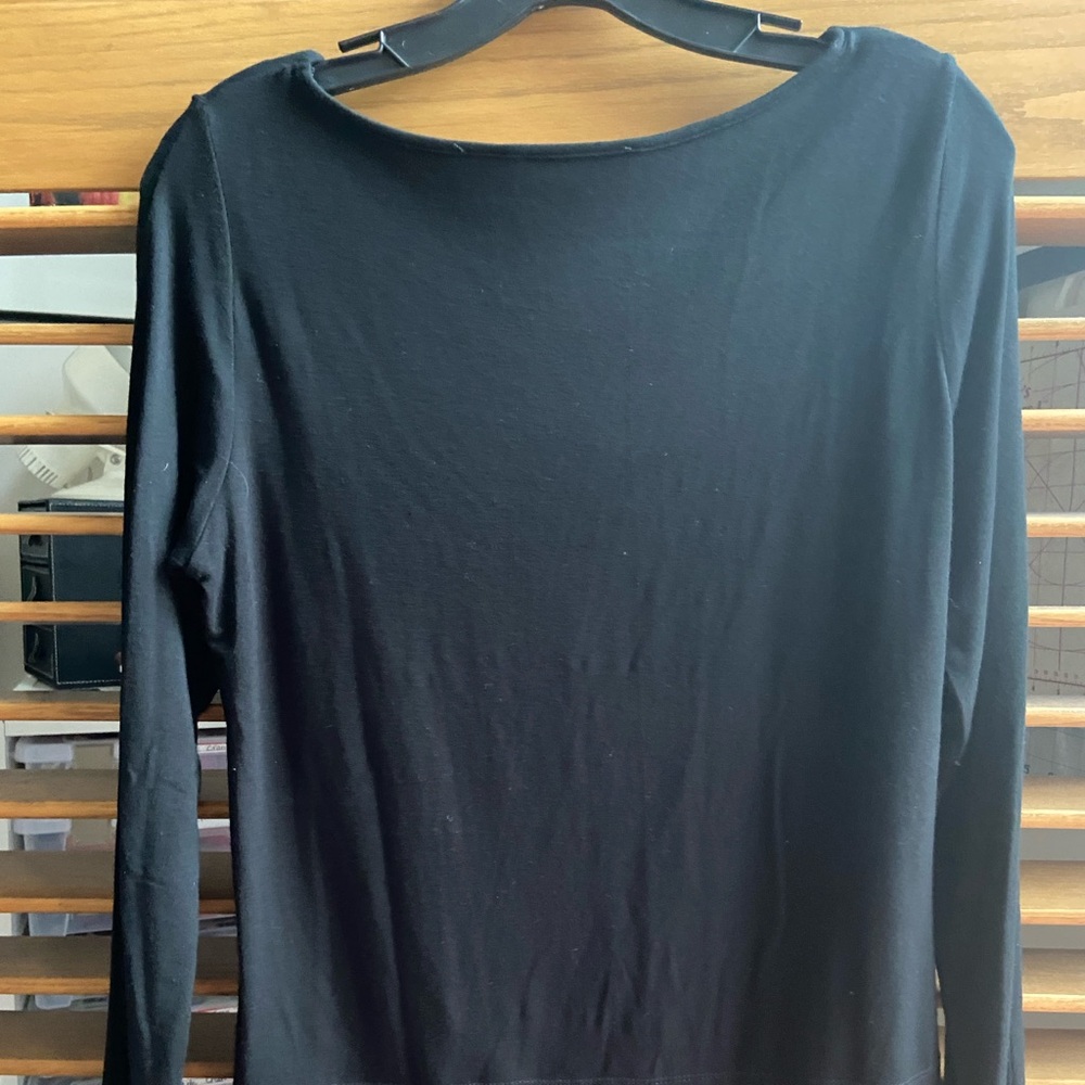 Dana Buchman Classic Black Long Sleeve Scoop Neck Top M 8 - 10